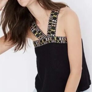 Madewell Black Tank Top with Geometric Straps